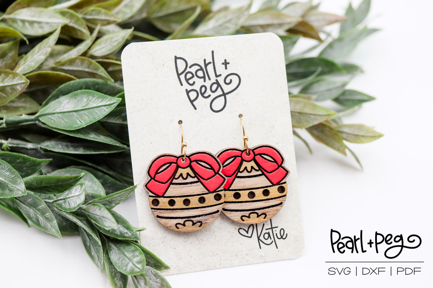 Ornament With Bow Laser Earring Digital Download File-Oct2024