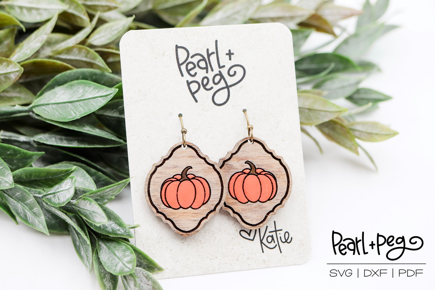 Bordered Fall Pumpkin Laser Earring Digital Download File-Oct2024