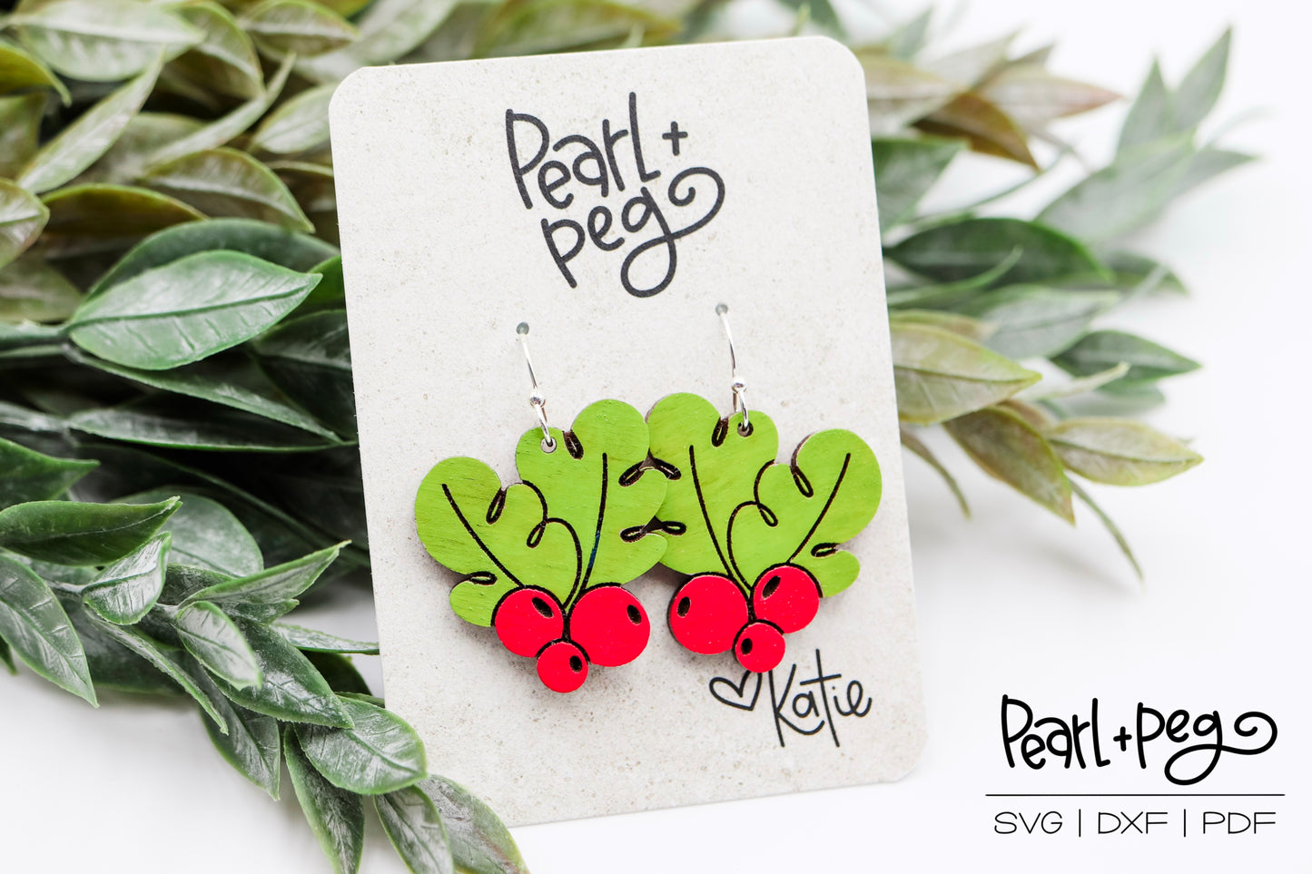 Holly and Berries Cutout Laser Earring Digital Download File-Oct2024
