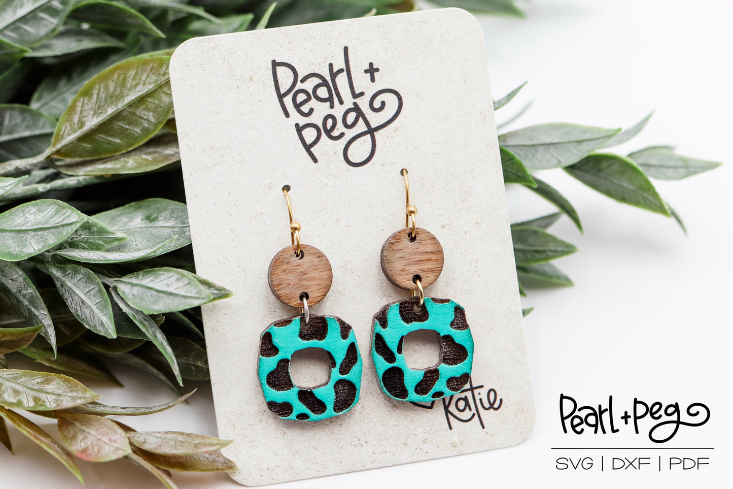 Cow Print Square Hoop 2 Part Laser Engrave Digital Download-June2024