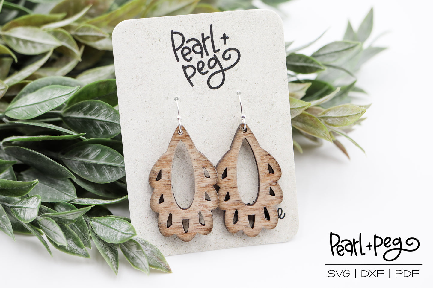 Elongated Scallop Cutout Earring Digital Download File-July2024