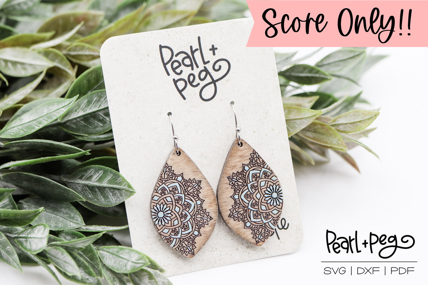 Score Only Mandala Drop Laser Earring Digital Download File-July2024