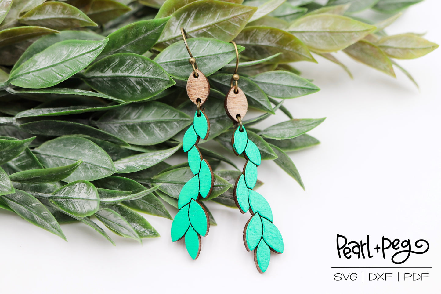 2 Part Long Leaf Scored Dangle Laser Earring Digital Download-Dec2024