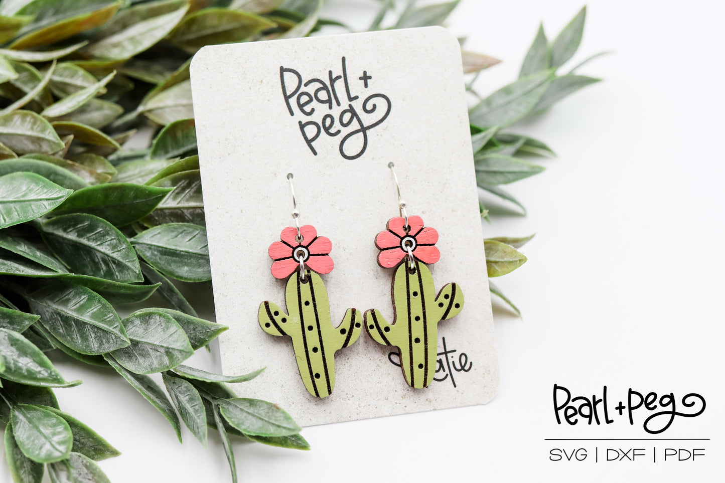 Cactus With Blossom 2 Part Laser Earring Digital Download-Jan2025
