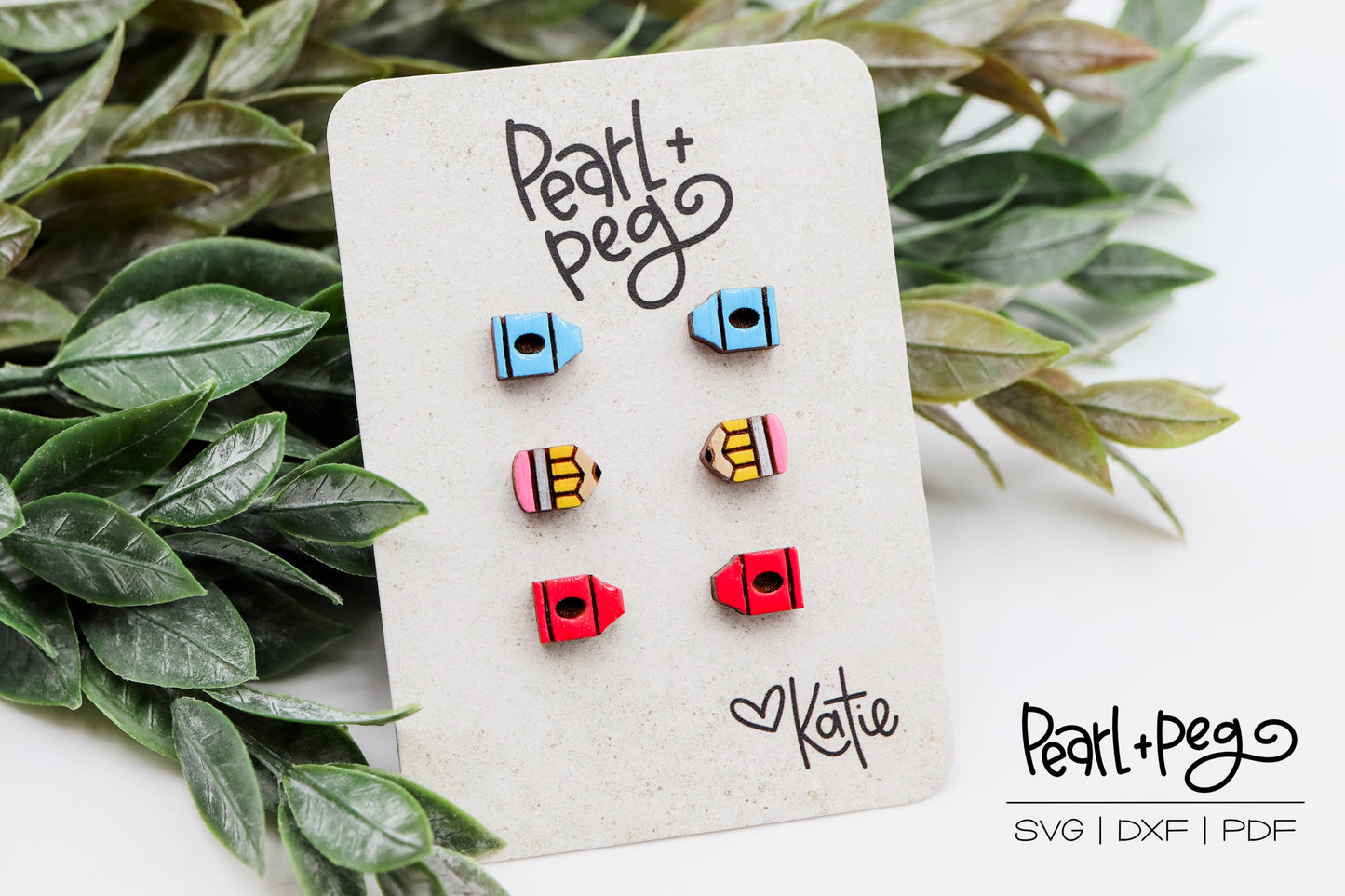 Teacher Crayon Pencil Studs Laser Earring Digital Download File-Aug2024