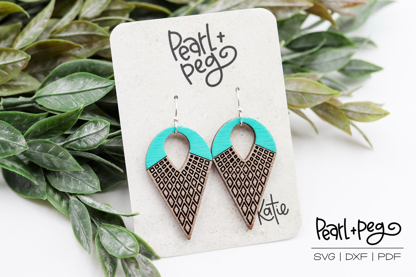 Sleek Diamond Drop 2 Options Laser Earring Digital Download File-Aug2024