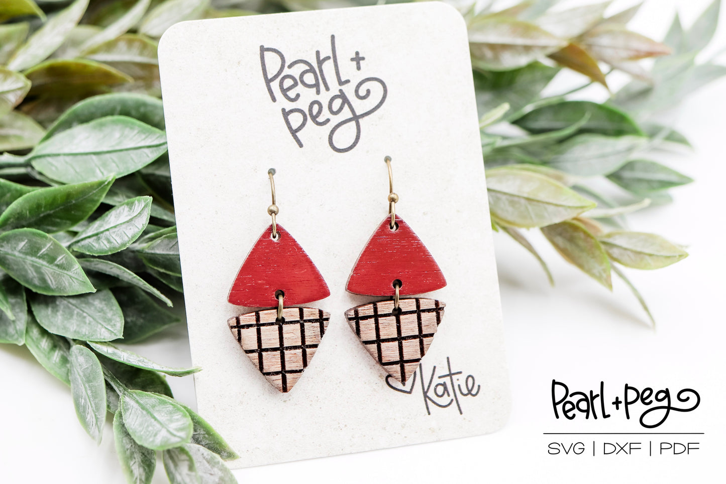 Half Plaid Triangles Laser Earring Digital Download File-Aug2024