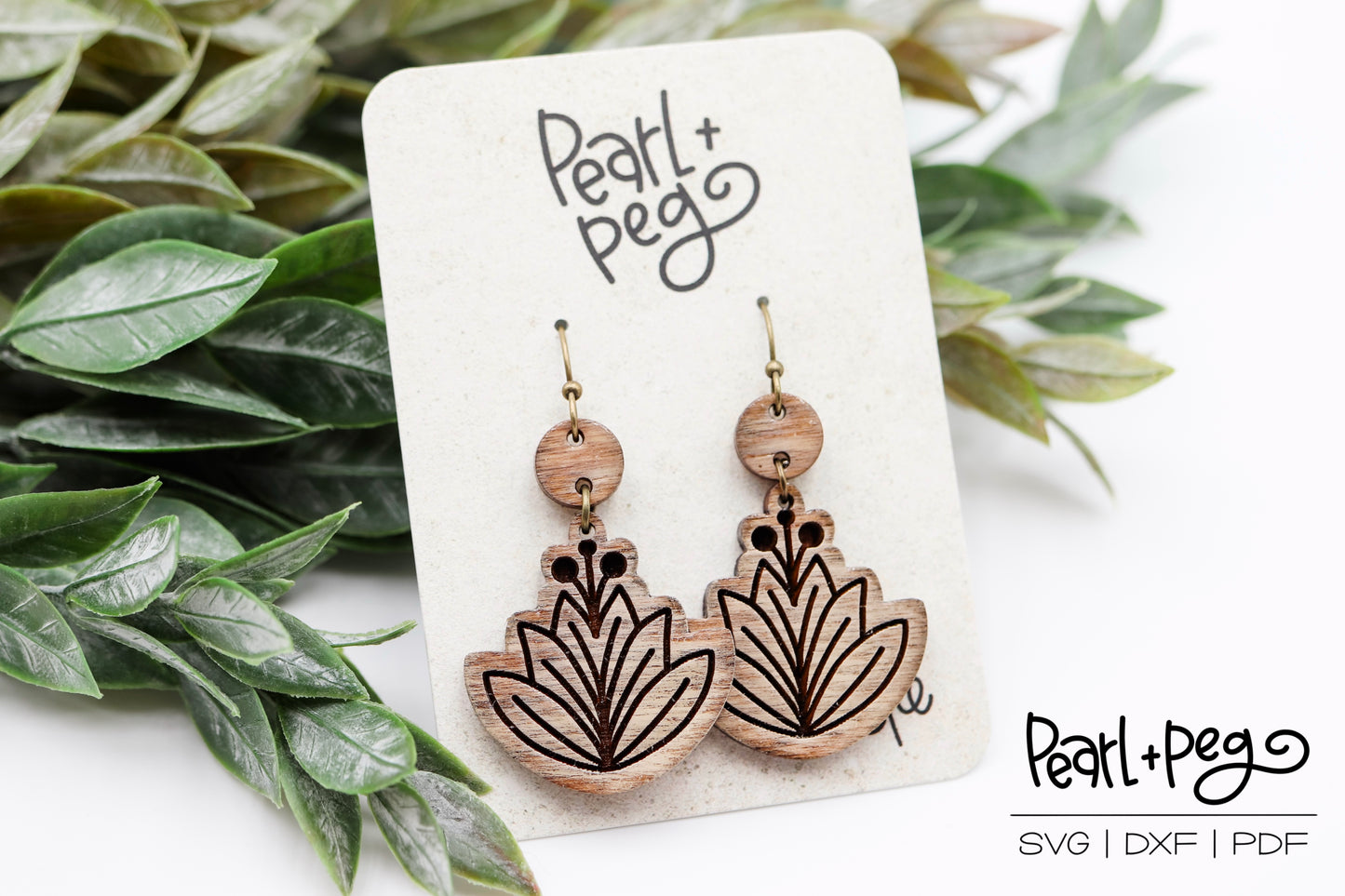 Folk Leaves 2 Piece Laser Earring Digital Download File-Sept2024