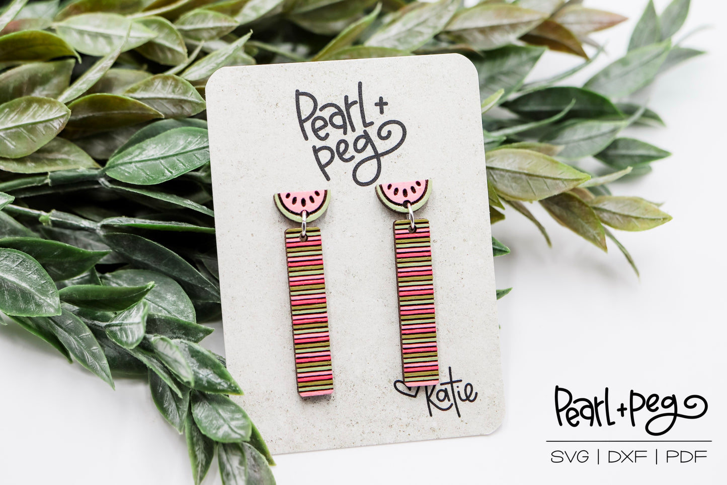 Watermelon Striped Bar Laser Earring Digital Download-Feb2025