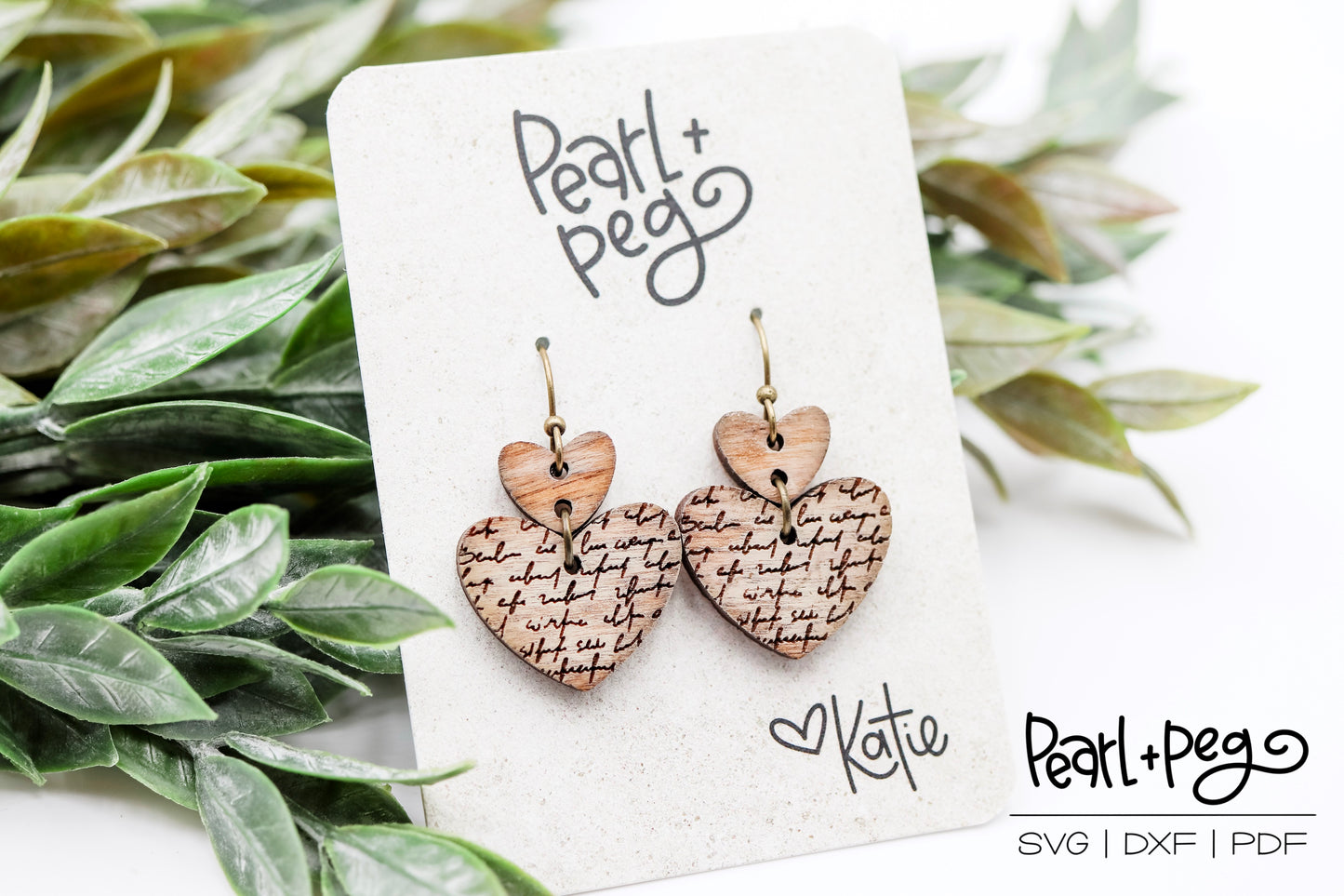 Handwritten Double Hearts Laser Earring Digital Download-Mar2025