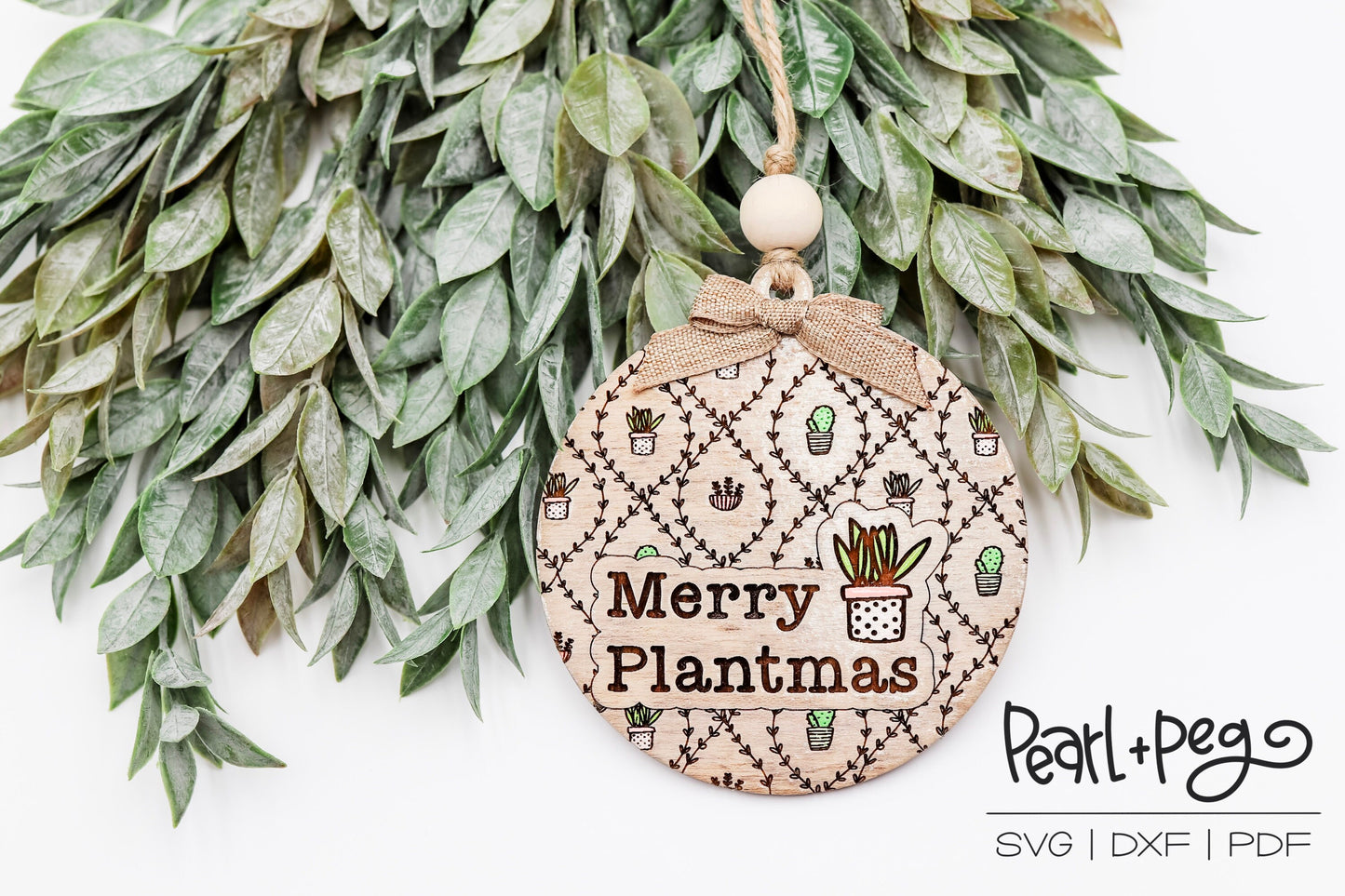 Merry Plantmas Christmas Ornament Laser Engraved Digital Download
