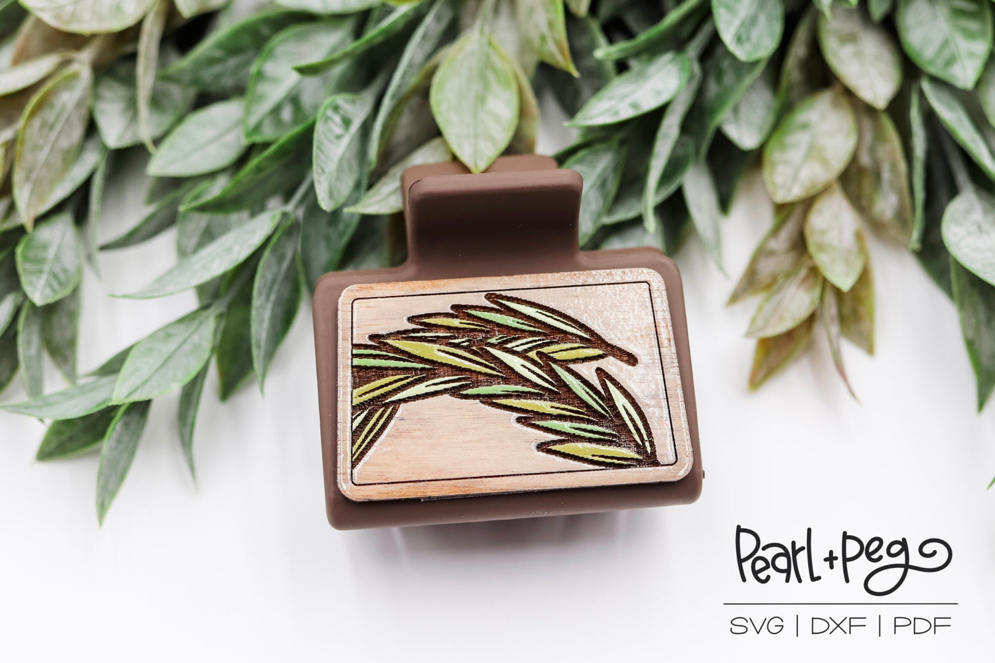 Laurel Leaf Hair Clip Laser Engraved Hair Clip File