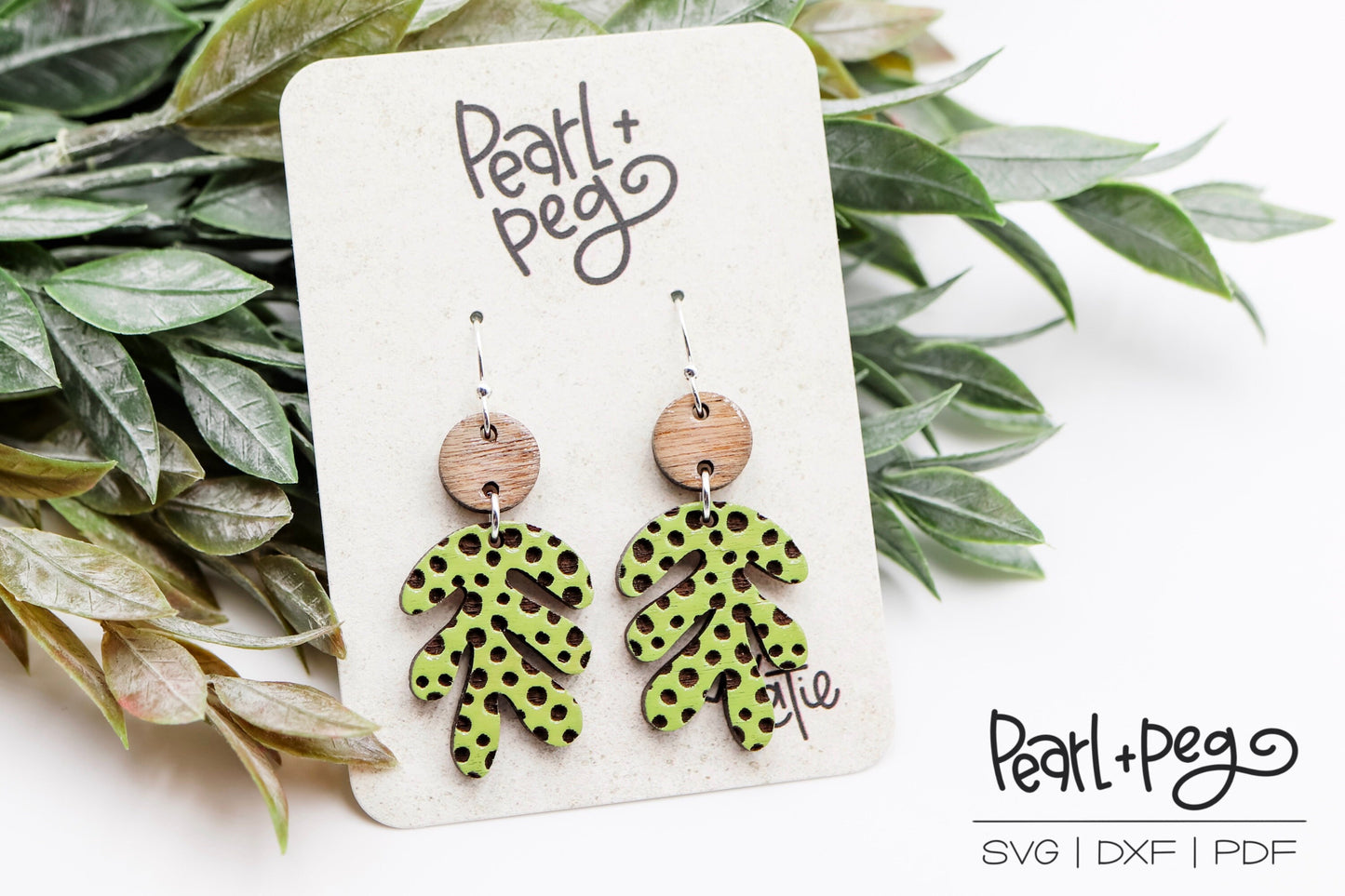 Polka Dot Coral 2 Part Laser Engraved Earrings Digital Download