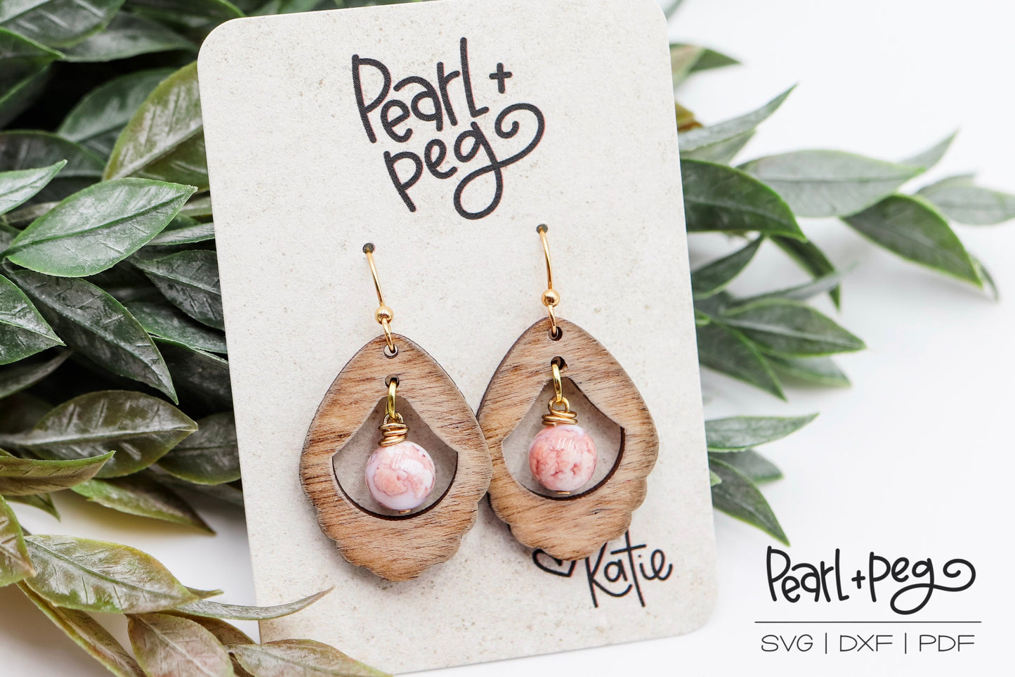 CZ Bead Dangle Simple Elegant Hoop Bundle Laser Engraved Earrings Digital Download