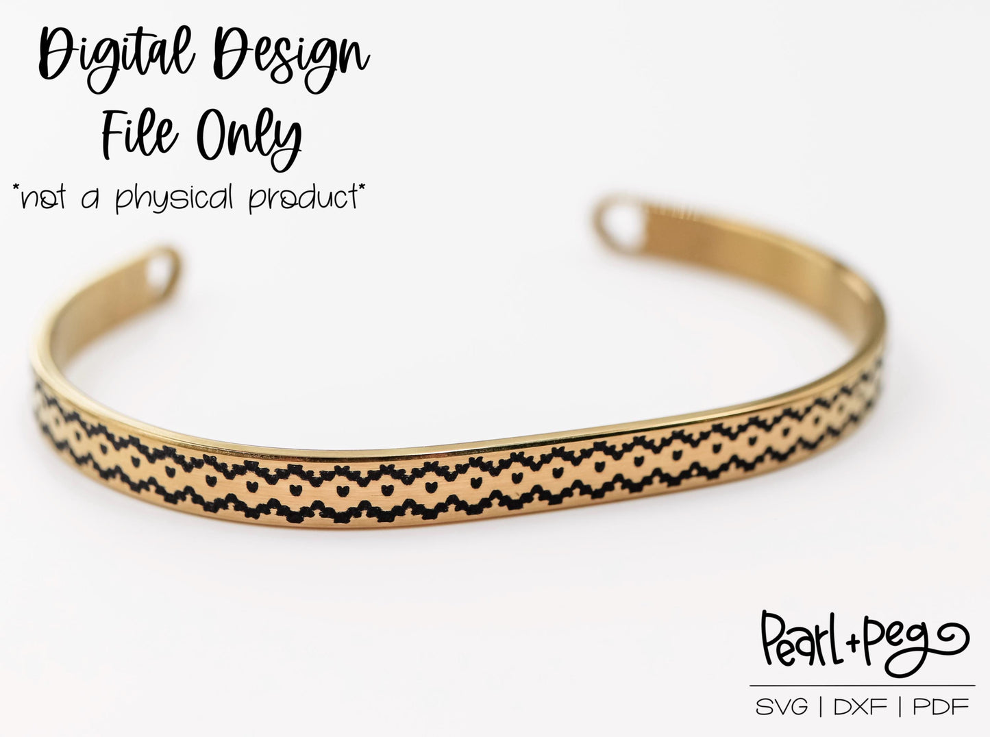 Stitched Heart Bangle Bracelet Metal Engrave Digital Download File SVG