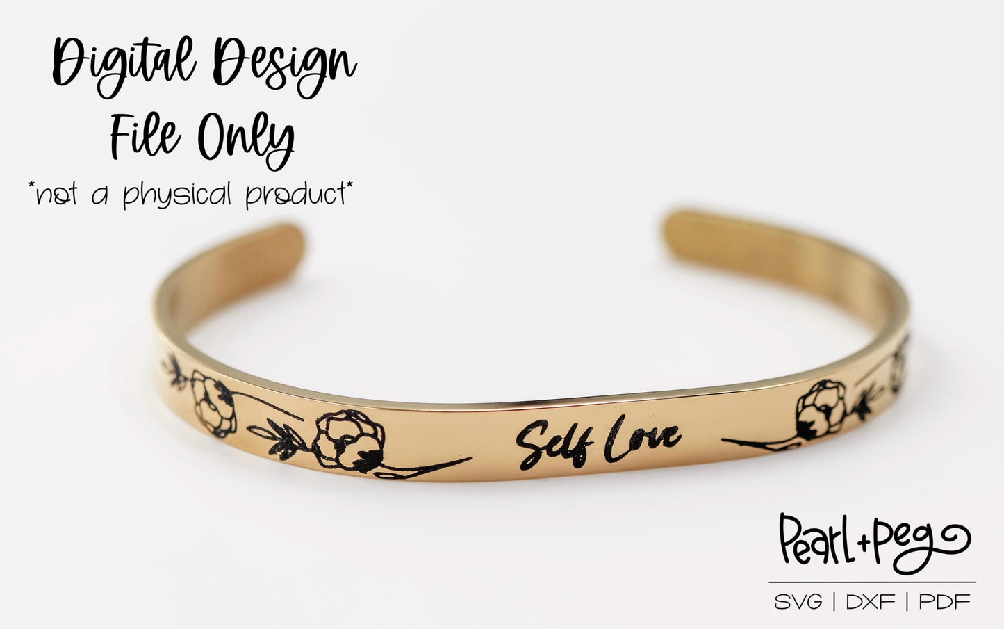 Self Love Bangle Bracelet Metal Blank Engrave Digital Download File SVG