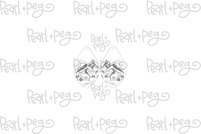 Camper Mountain Drop Laser Engraved Earrings Digital Download
