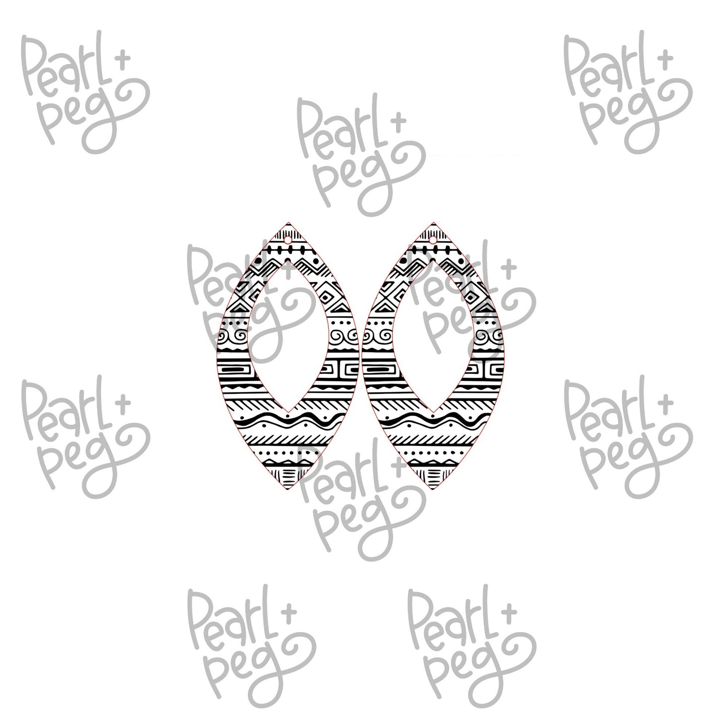 Aztec Tribal Boho Diamond Hoop Laser Engraved Earring Digital Download