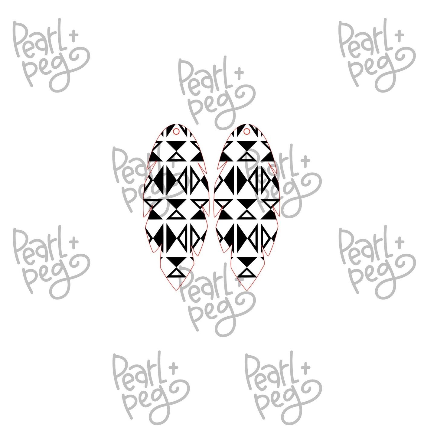 BOHO Feather Stacked Triangle Laser Engraved Earrings Digital Download