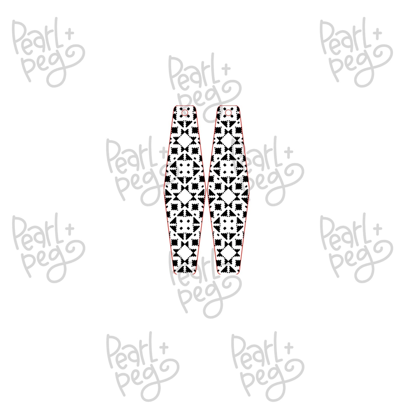 Mosaic Tile Bar Laser Engraved Earring Digital Download