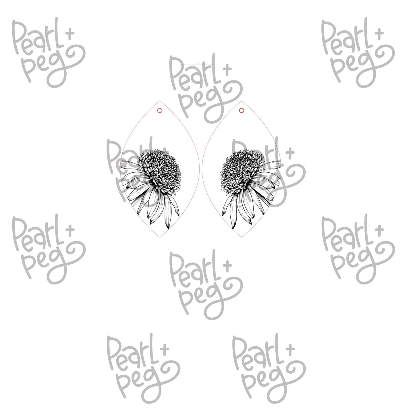 Sunflower Center Floral Laser Engraved Earring Digital Download