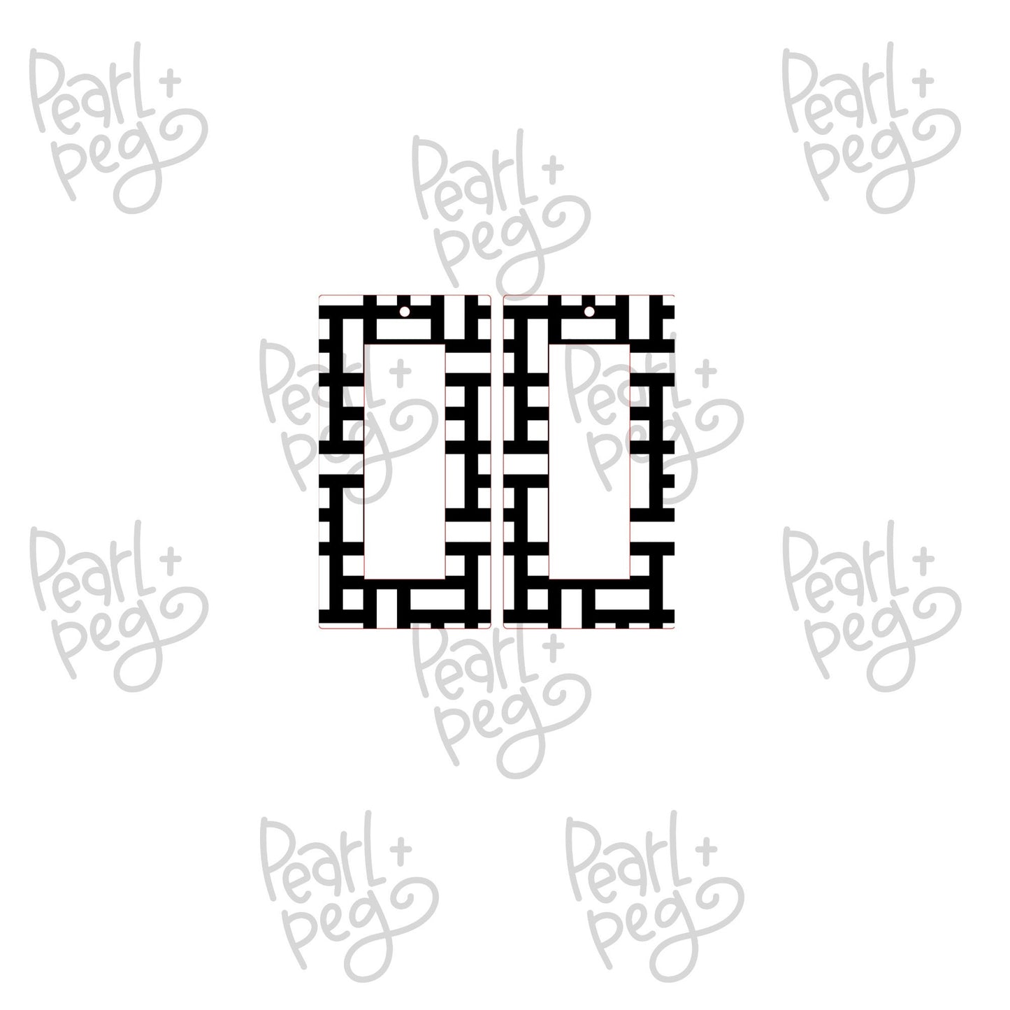 Cobblestone Square Hoop Laser Engraved Earrings Digital Download