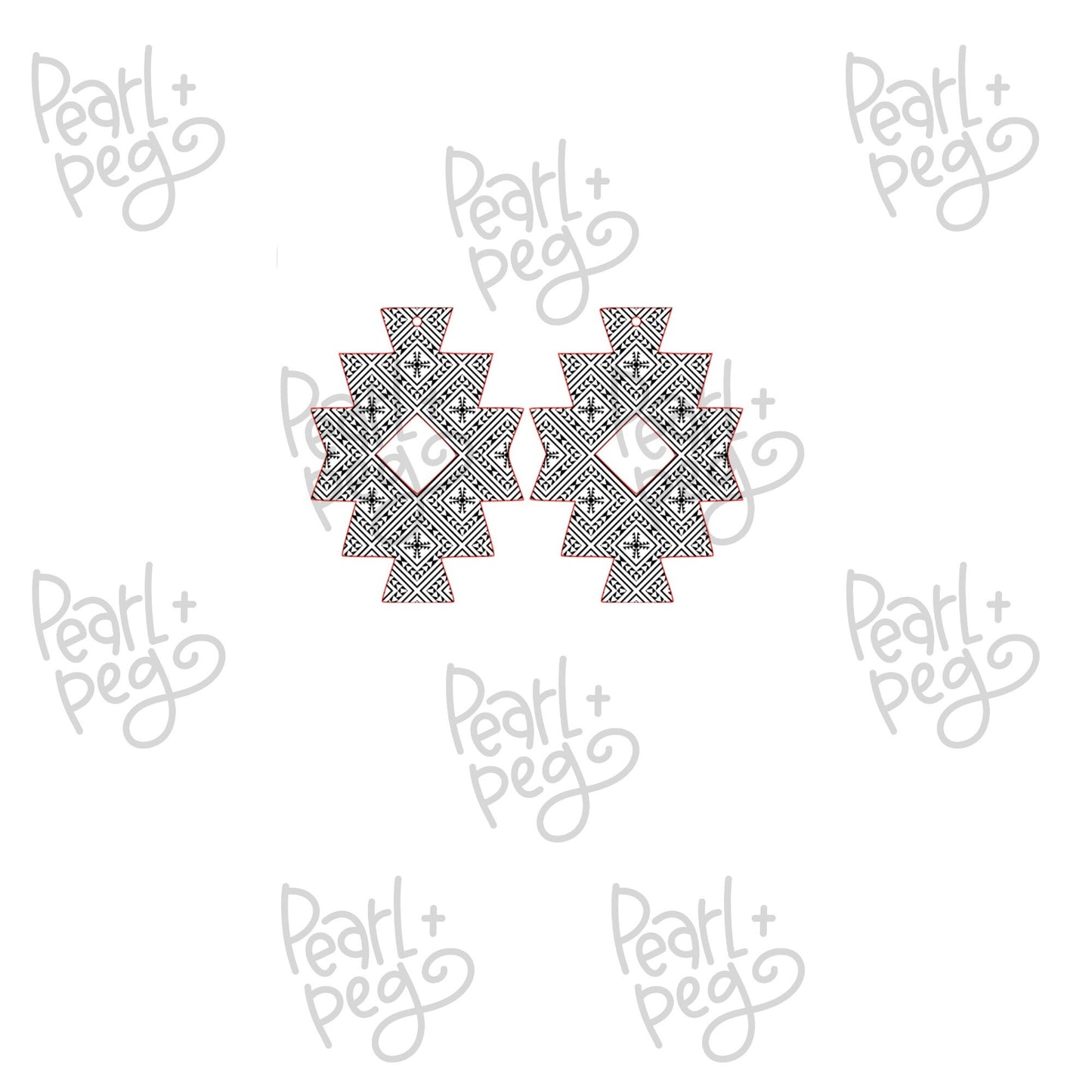 Boho Cross Tribal Thin Line Aztec Laser Engraved Earrings Digital Download