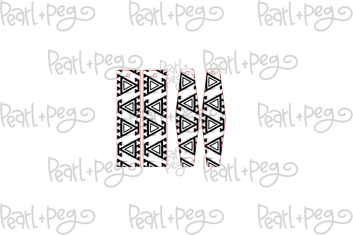 Tribal DUO Pom Triangle Set of 2 Laser Engrave Earrings Digital Download