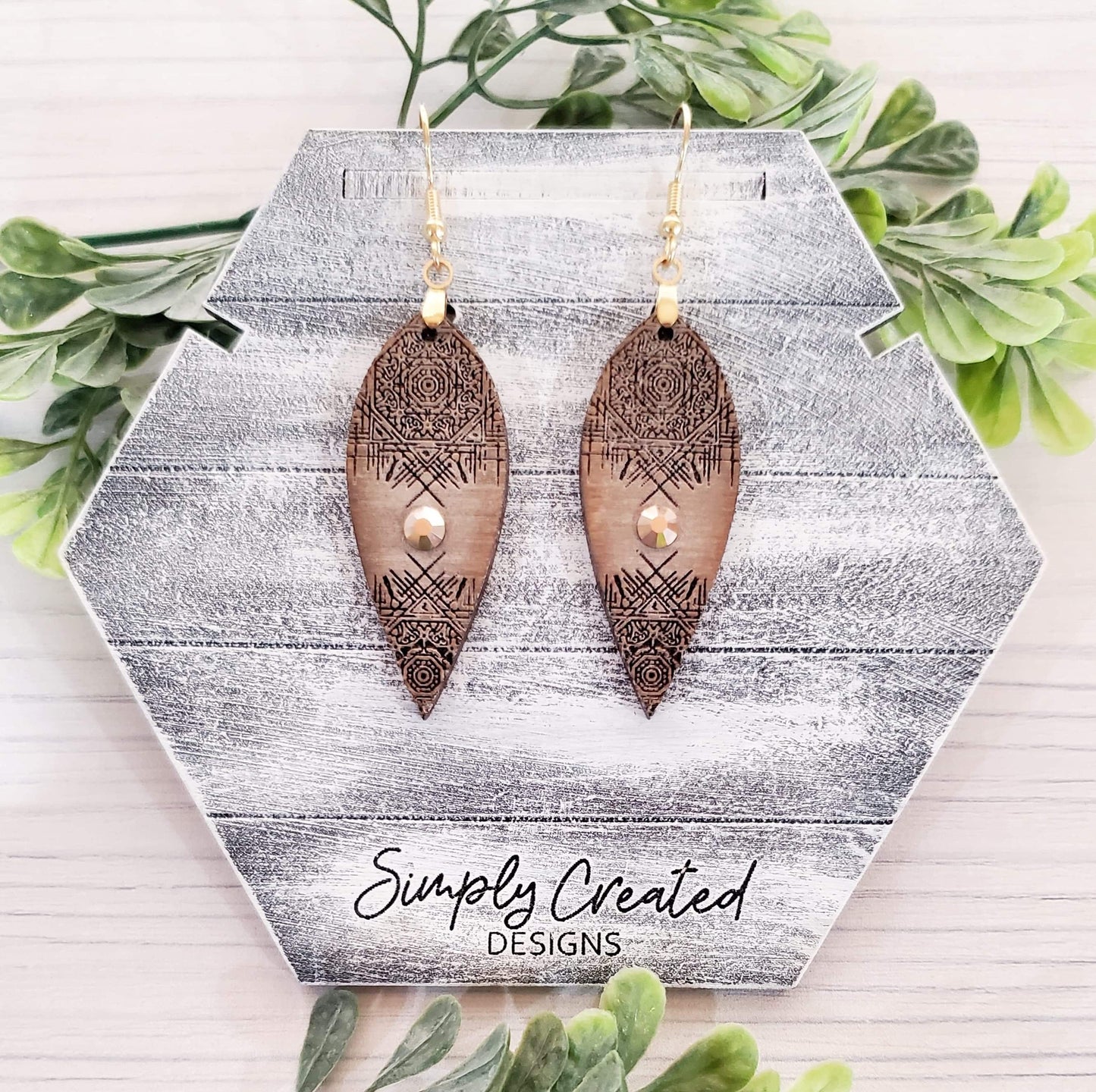Oriental Upside Drop Laser Engraved Earrings Digital Download