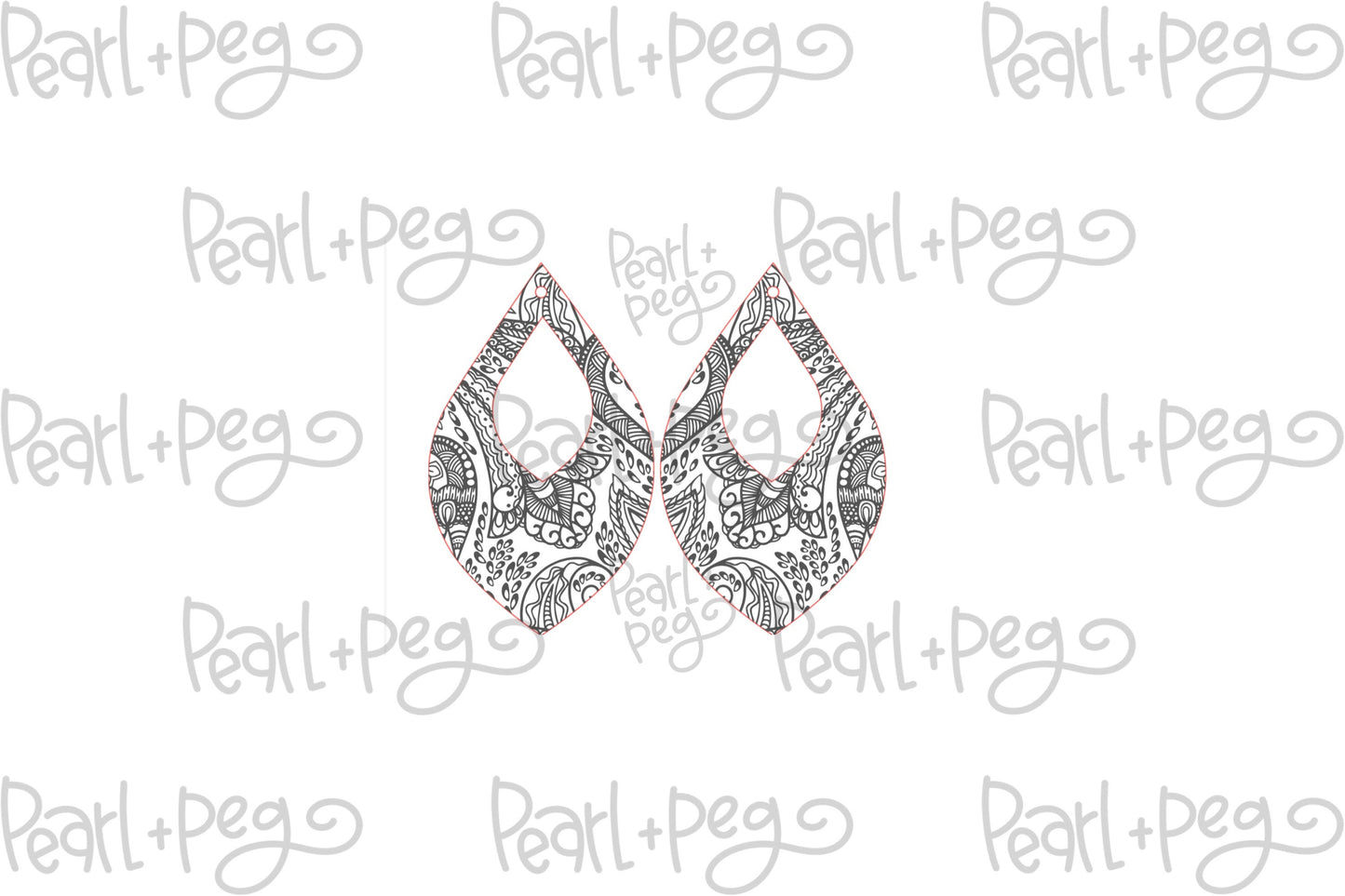 Drop Hoop Paisley Laser Engraved Earrings Digital Download