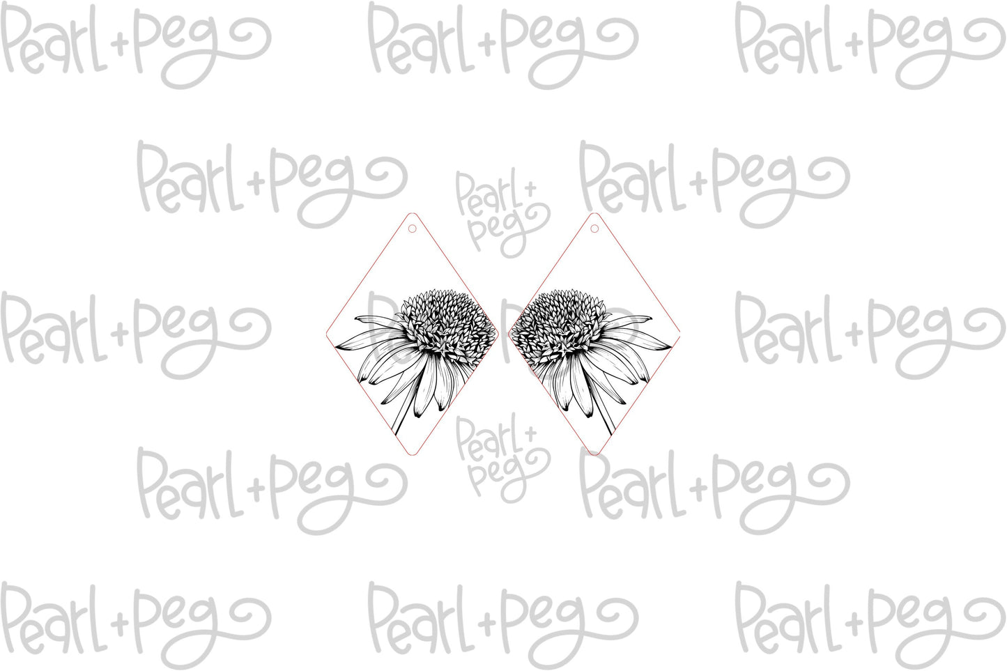 Daisy Diamond Laser Engraved Earrings Digital Download