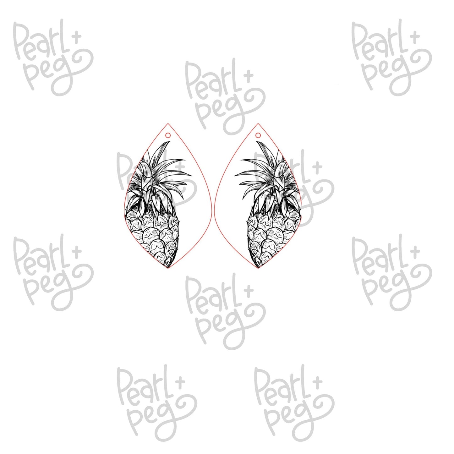 Pineapple Angled Drop Laser Engraved Earrings Digital Download