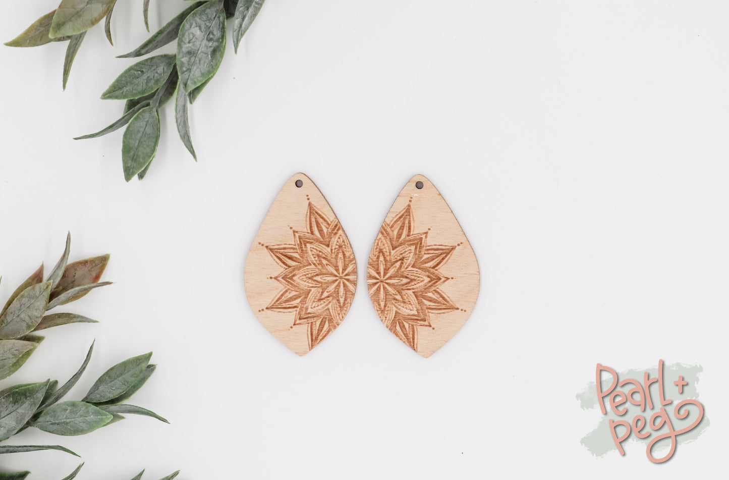 Mandala Pointed Drop Laser Engraved Earrings Digital Download