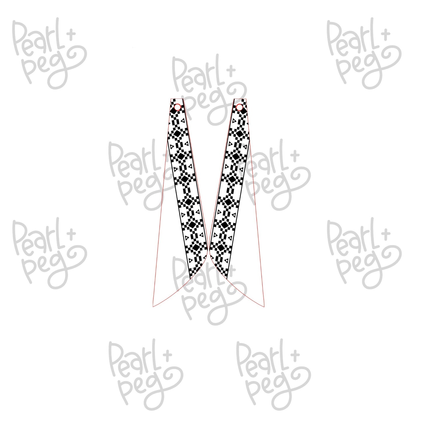 Aztec Strip Line Slanted Bar Laser Engraved Earrings Digital Download