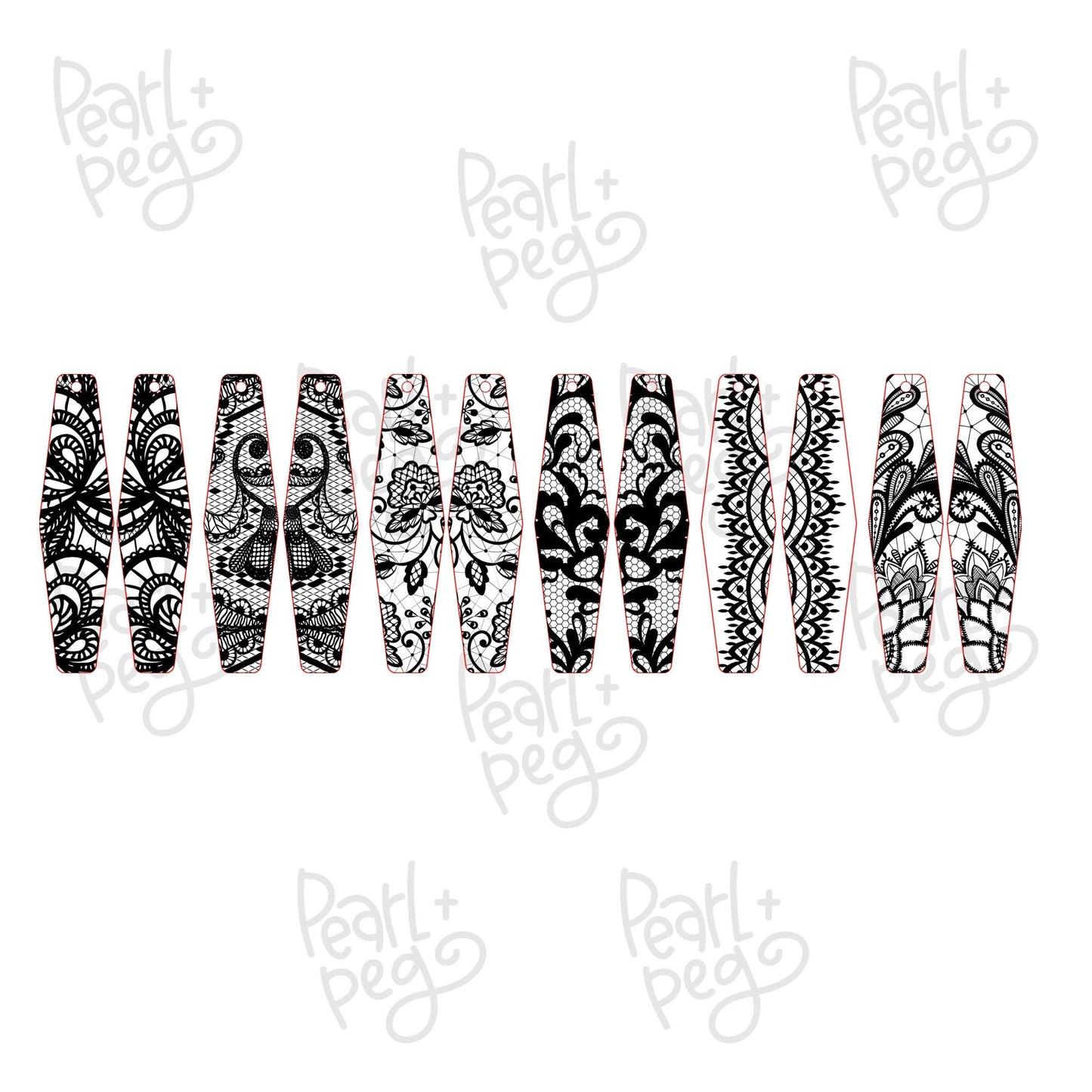 Bundle Lace Styled Laser Engraved Earrings Digital Download