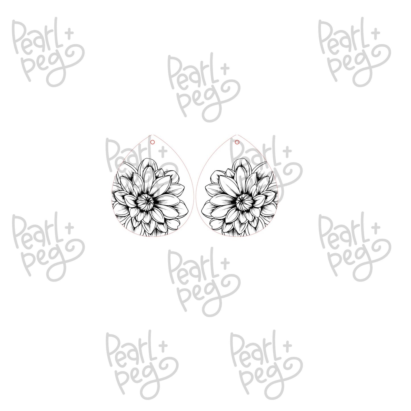 Full Bloom Floral Drop Laser Engraved Earring Digital Download