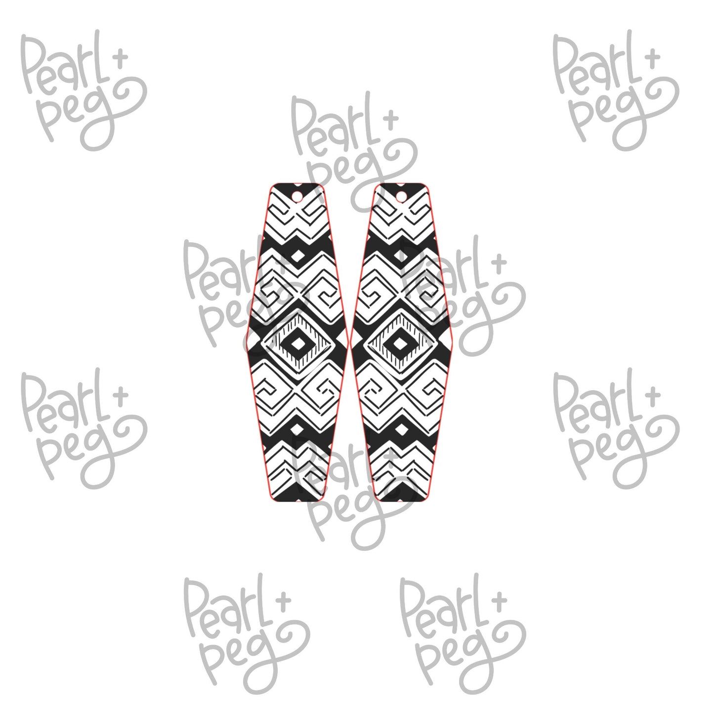 Aztec Tribal Wide Bar Laser Engraved Earrings Digital Download