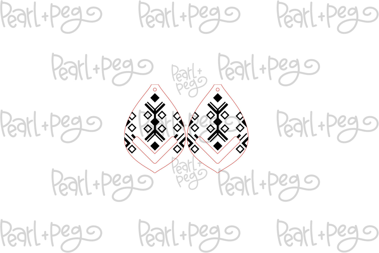 Tribal Solid Hollow Square Macrame Laser Engraved Earring Digital Download