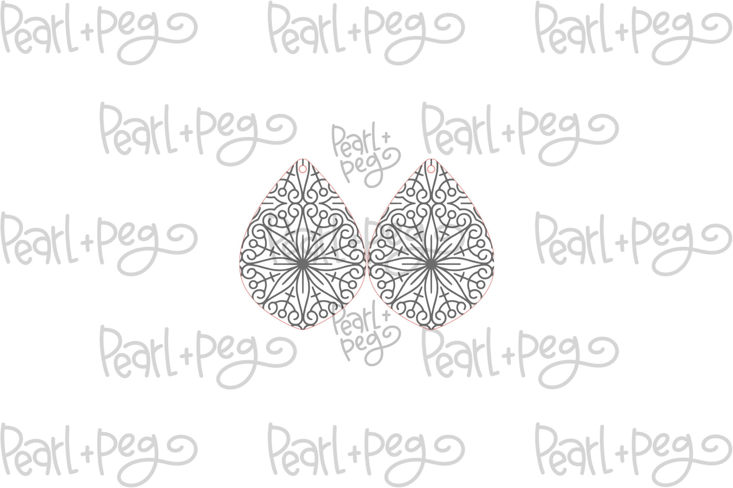 Floral Tile Drop Laser Engraved Earrings Digital Download