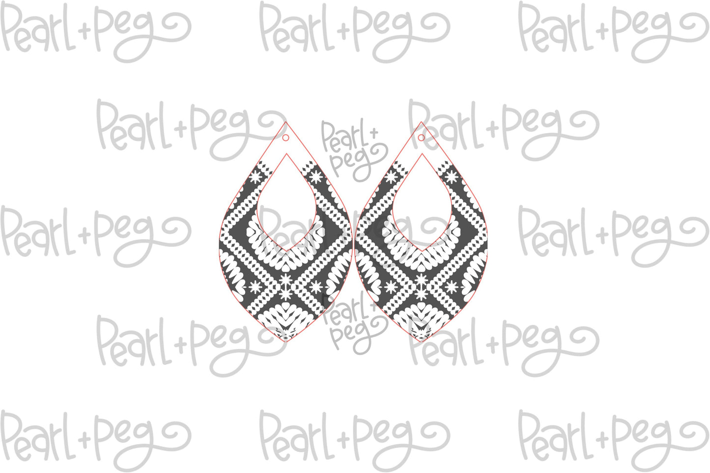 Western Styled Pattern Hoop Laser Engraved Earrings Digital Download