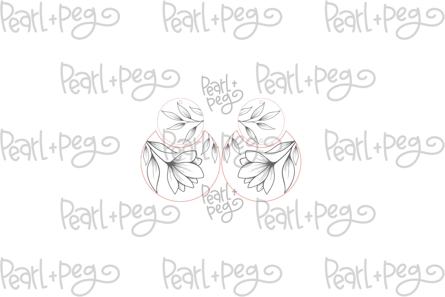 Floral Round Two Part Circle Drop Laser Engraved Earrings Digital Download