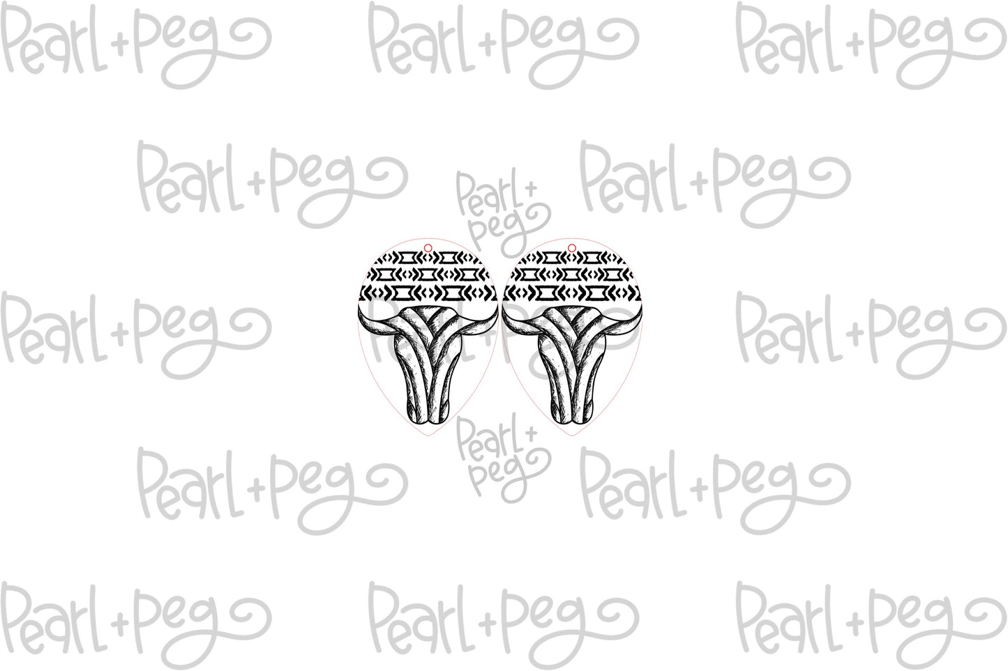 Bull Horn Drop Laser Engraved Earring Digital Download