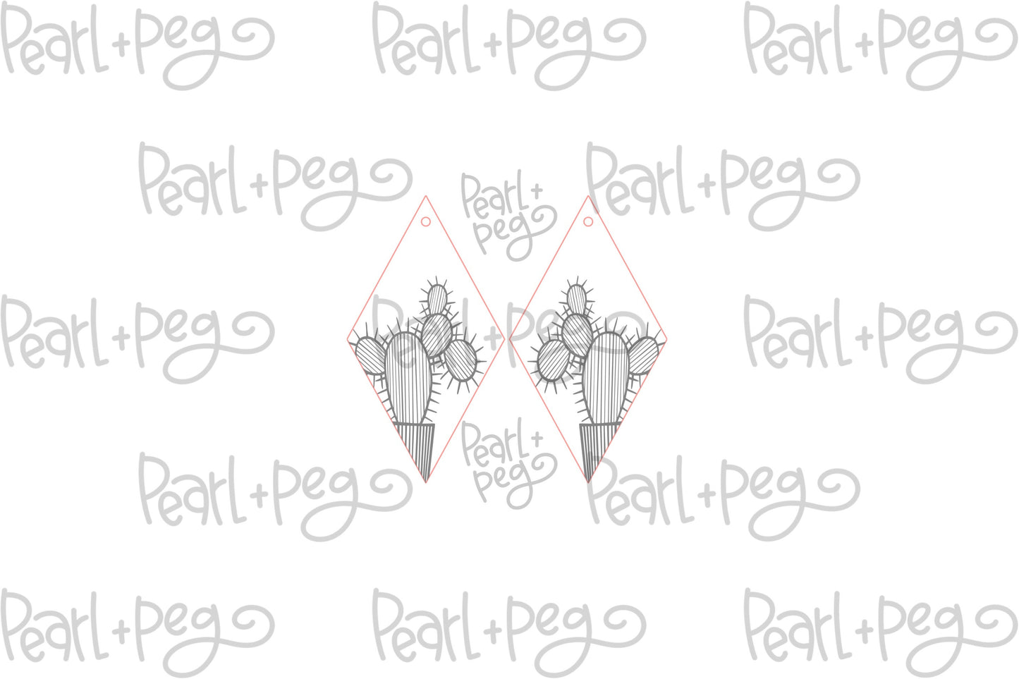 Diamond Cactus Laser Engraved Earring Digital Download