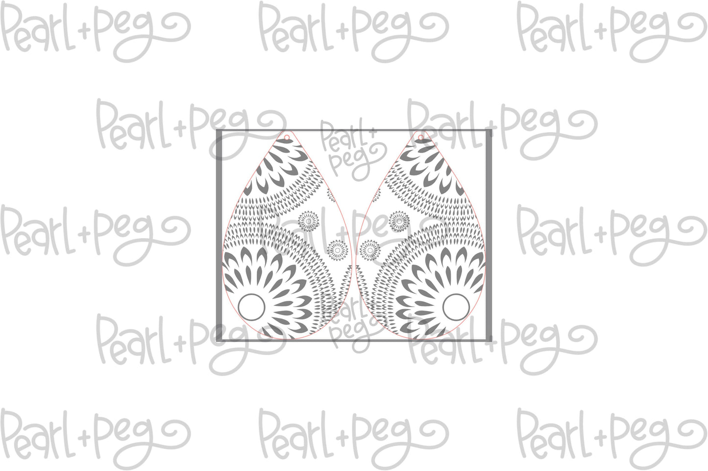 Interlocking Floral Circles Drop Laser Engraved Earrings Digital Download