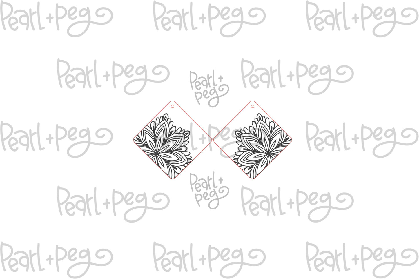 Modern Mandala Diamond Laser Engraved Earrings Digital Download