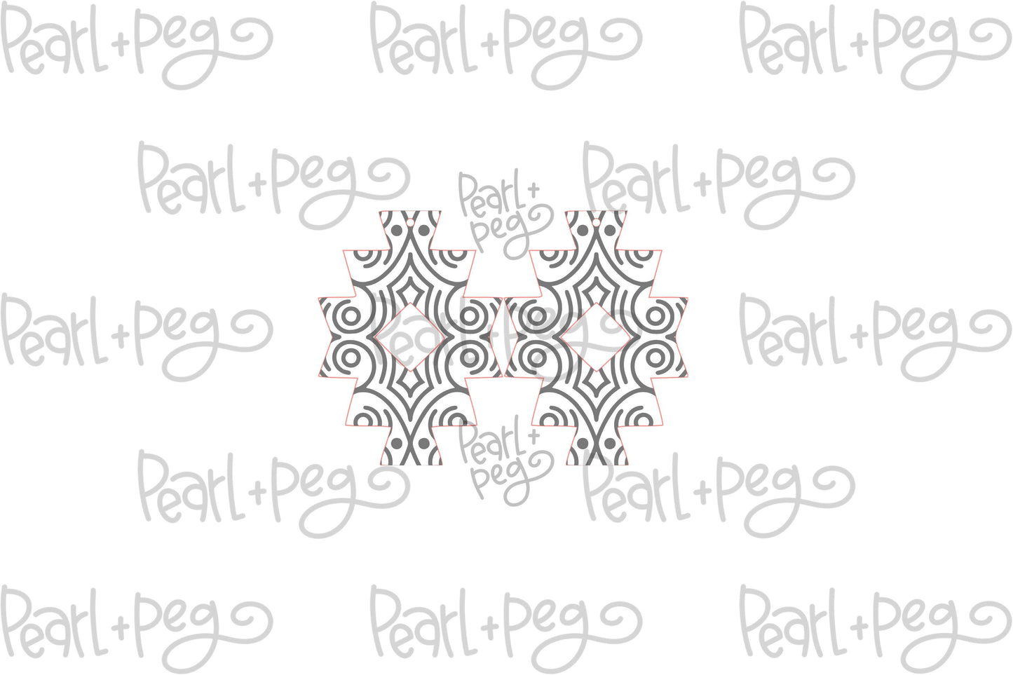 Curly Art Deco Aztec Shape Laser Engraved Earrings Digital Download