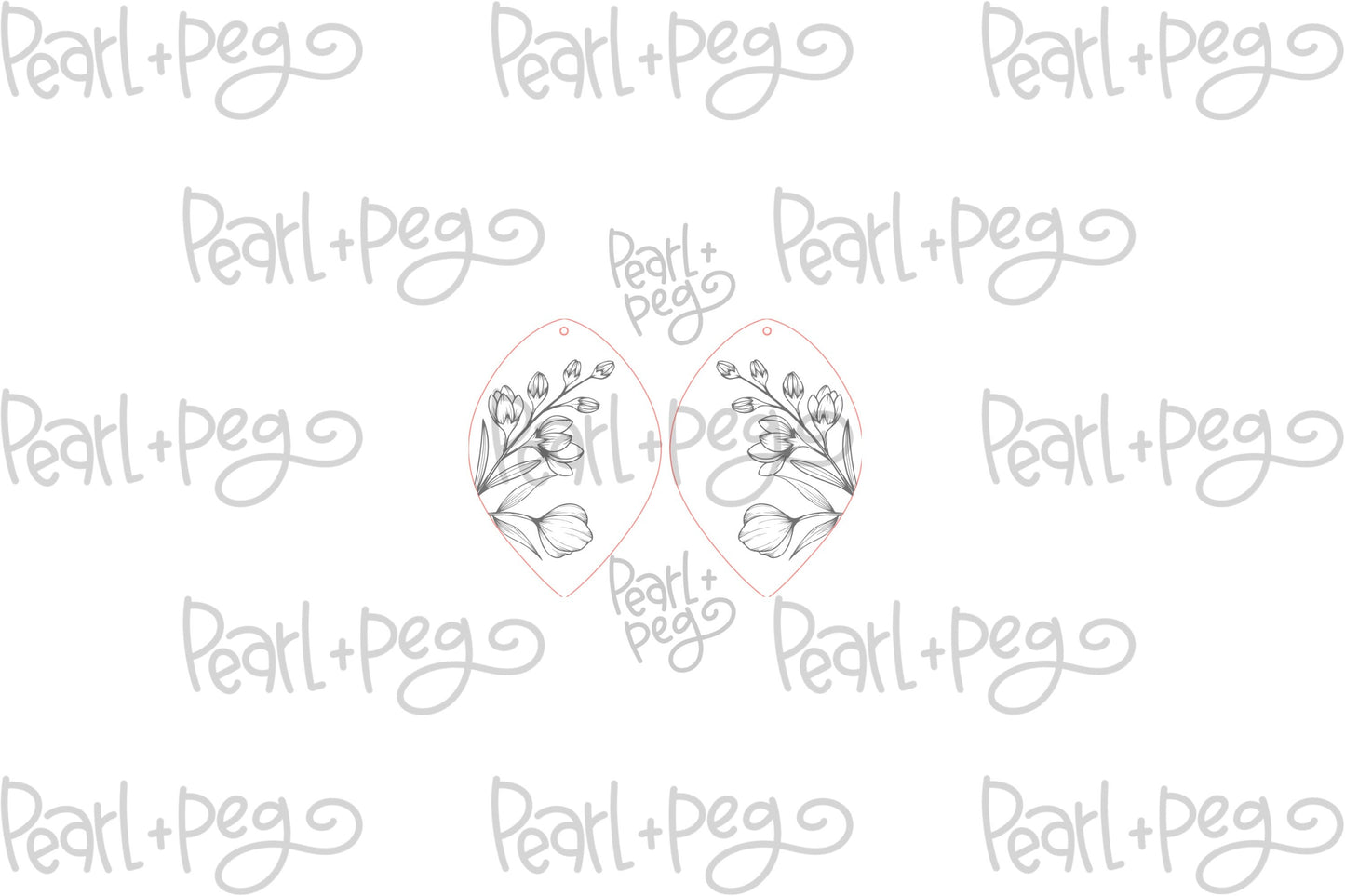 Floral Side Bunched Drop Laser Engraved Earring Digital Download