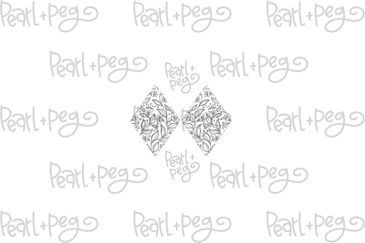 Vines Floral Pattern Diamond Laser Engraved Earrings Digital Download