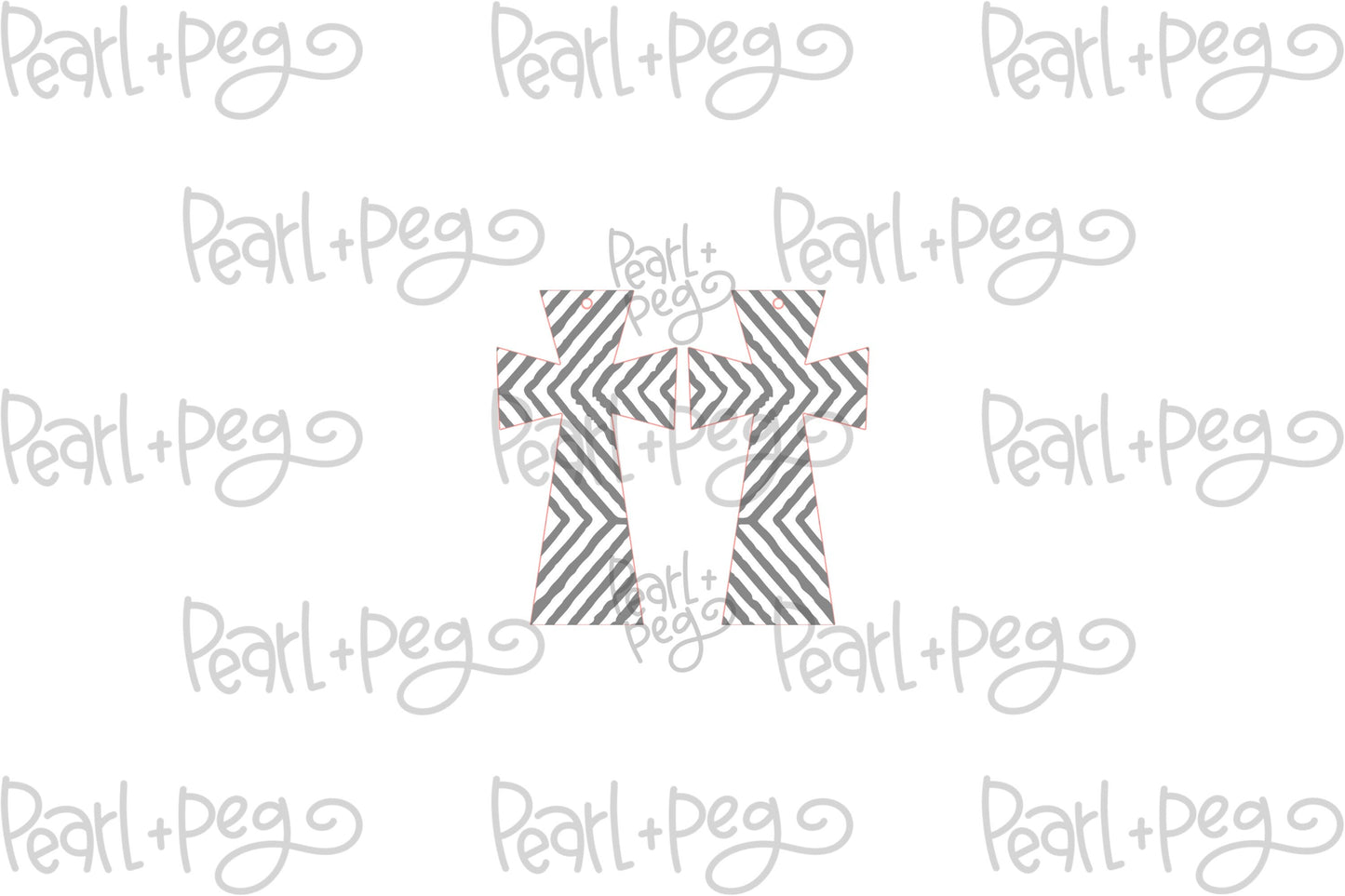 Wavy Lined Cross Laser Engraved Earrings Digital Download