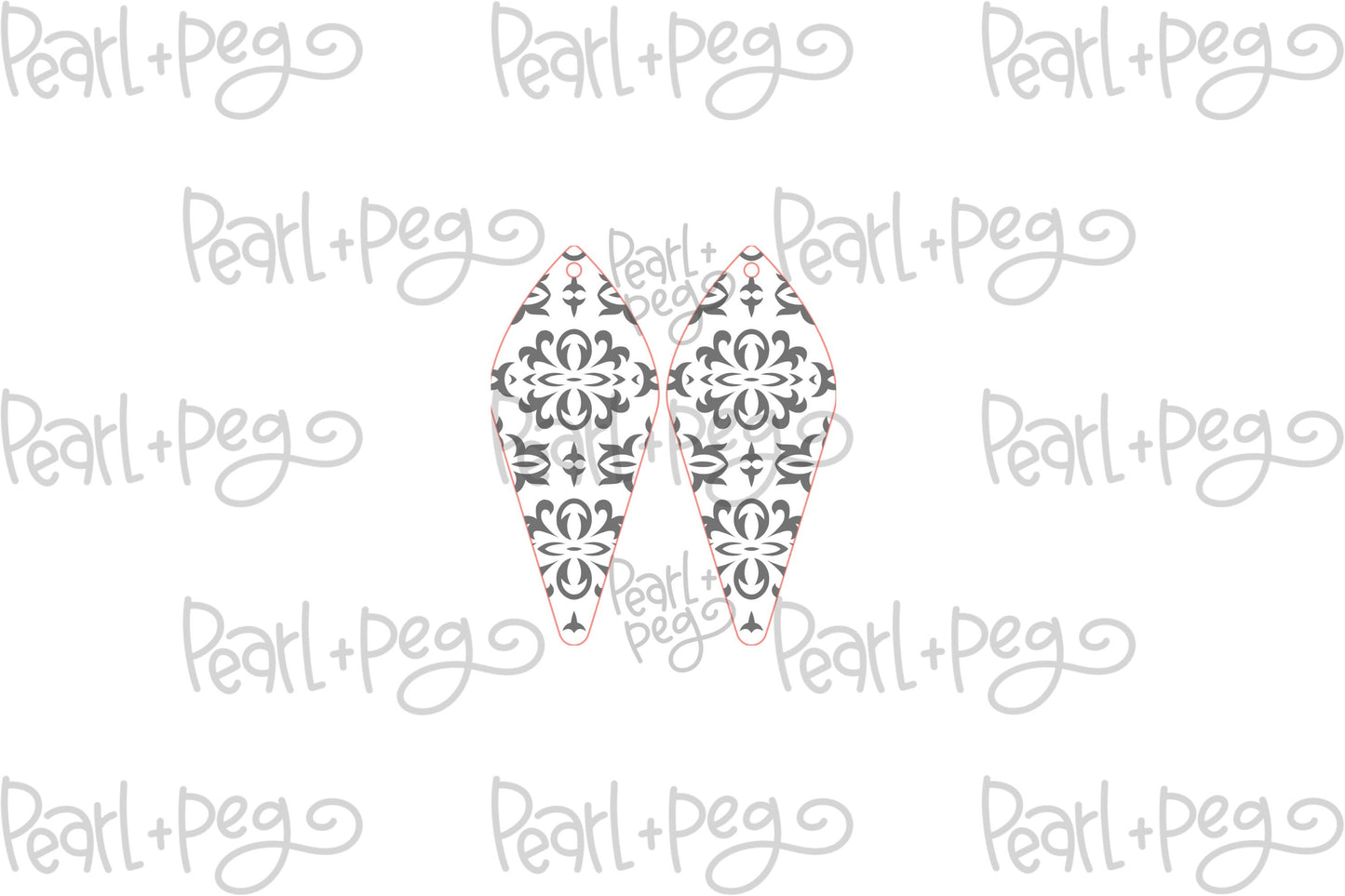 Dainty Damask Bar Laser Engraved Earrings Digital Download